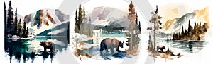 landscape polar bear habitat oil paint abstract vector