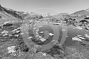 Landscape with a Pond in the Ordina Arcalis area in Andorra photo