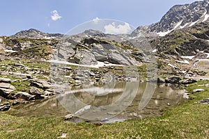 Landscape with a Pond in the Ordina Arcalis area in Andorra photo