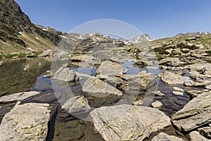 Landscape with a Pond in the Ordina Arcalis area in Andorra photo