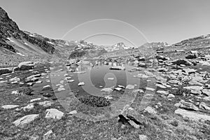 Landscape with a Pond in the Ordina Arcalis area in Andorra photo