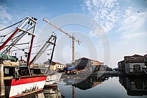 landscape of the port area of ??Chioggia in Veneto, part of the Venice metro