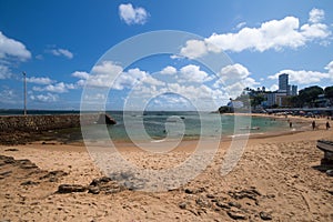 Landscape of Porto da Barra beach. Famous beach in the city of Salvador Bahia Brazil