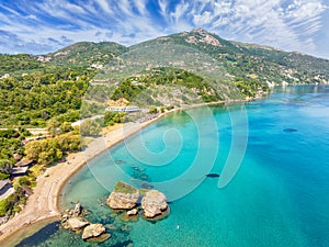 Landscape with Porto Zorro Beach, Zakynthos, Greece photo