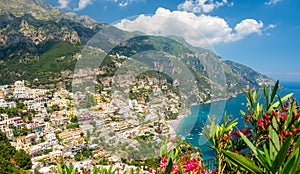 Landscape with Positano town, Amalfi Coast, Italy