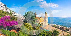 Landscape with Praiano village, Amalfi Coast, Italy