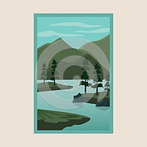 landscape print poste , vector illustration design photo