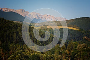 Landscape of the Pyrenees on the Eje Pirenaico route in Catalonia Spain photo