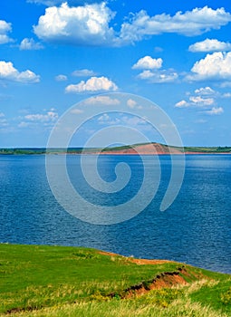 Landscape with quiet water of lake