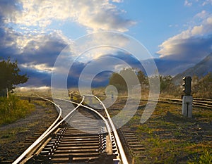 Landscape with railroad rails