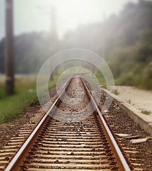 Landscape with railroad rails
