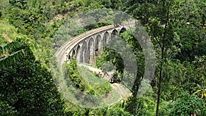 Landscape of a railway bridge inside the forest