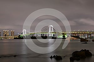 Landscape of Rainbow bridge in Tokyo at night