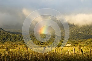 Landscape with rainbow in Costa Rica.