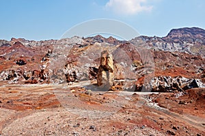 Landscape of rainbow mountains and salt domes in Hormuz Island