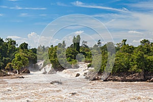 Landscape with the rapids at Khone Phapheng Waterfall, Southern Laos