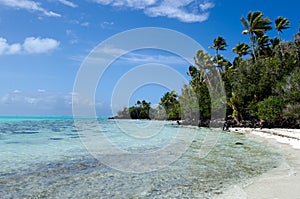 Landscape of Rapota Island in Aitutaki Lagoon Cook Islands