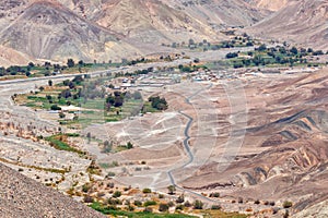 Landscape before reaching the town of Pachica in the Atacama Desert, in the Tarapaca Region, Chile. photo