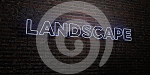 LANDSCAPE -Realistic Neon Sign on Brick Wall background - 3D rendered royalty free stock image