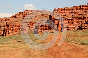 Landscape with red mountains Narman Peribacalari near the city of Erzurum, in the region of Eastern Anatolia, Turkey