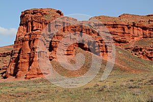 Landscape with red mountains Narman Peribacalari near the city of Erzurum, in the region of Eastern Anatolia, Turkey