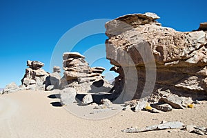 Landscape with red Rock formations in Eduardo Avaroa Andean Fauna National Reserve, Bolivia