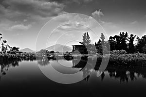 Landscape Reflection on water in Black & White