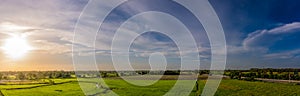 Landscape of rice field and sky,Panorama photo
