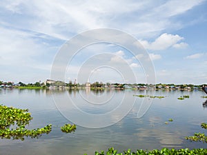 Landscape river and beautiful clouds on blue sky livelihoods by the river
