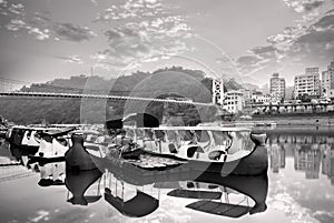 Landscape of river and boats