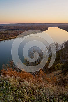 Landscape of river `Don` sunset