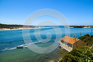 Landscape with river Mira at Vila nova de Milfontes, Portugal