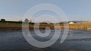 Landscape with river and sky. River bank. Paesaggio fiume Bisenzio, Campi Bisenzio.