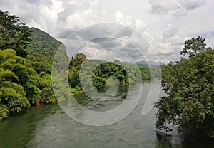 Landscape of river in tropical raiforest.