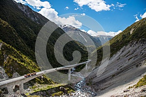 Landscape of road in Arthur pass, South isalnd, New Zealand