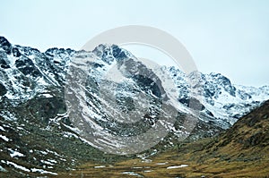 Landscape beside road between go to top of mountain in Kaunergrat park Mein Gletscher of Bergstation Karlesjoch bahn in Kaunertal