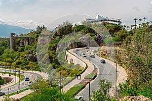 Landscape with road leading to Konyaalti beach in Antalya.