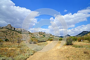 Landscape with road in the national nature reserve Karadag