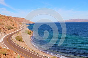 Landscape with road in the bays of Loreto in baja california sur VIII photo