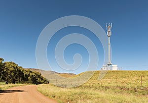 Landscape with cellphone tower on road R396 near Rhodes