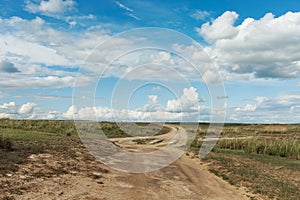 Landscape Road in the steppe. Tyva. sunny day