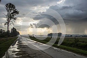 Landscape with road and storm clouds