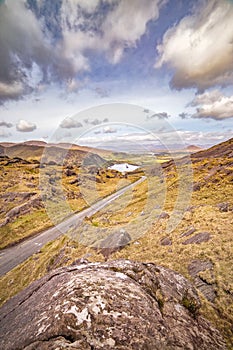 Landscape with a road to the Glanmore lake