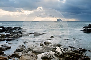 Landscape of rock coast and beautiful cloud