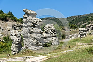 Landscape with rock formation The Stone Dolls of Kuklica near town of Kratovo, Republic of Macedonia