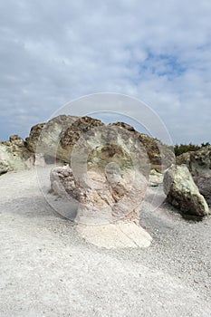 Landscape with Rock formation The Stone Mushrooms near Beli plast village, Kardzhali Region, Bulgaria