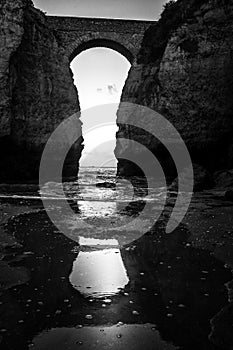 Landscape of the rocks, cliffs and ocean beach coastline Algarve Panoramic nature beauty seascape, sunshine view