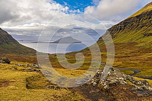 Landscape with rocks on the Faroe Island Streymoy