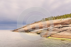 Landscape with rocks on the island Bla Jungfrun in Sweden