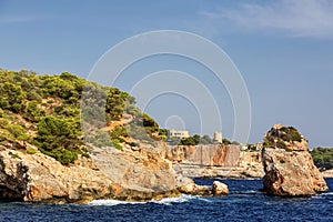 Landscape with rocks over the sea under the sky.Mallorca island